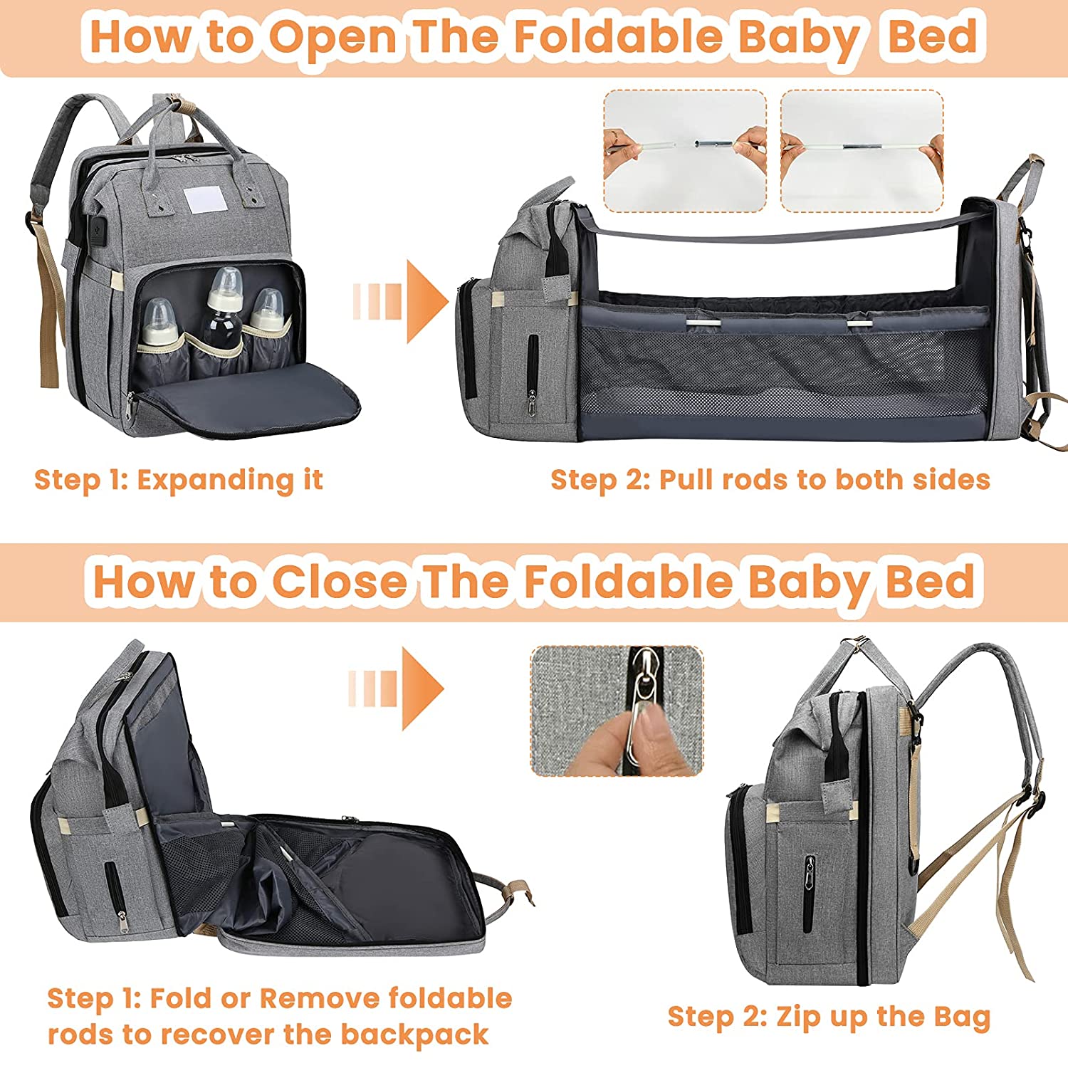 Sac à langer portatif | Berceau de voyage BabyNappy™ - Royaume bébé